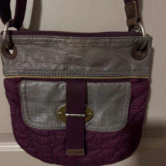 Fossil Key-Per Purple and Silver Crossbody Bag with Adjustable Strap - Picture 2 of 7